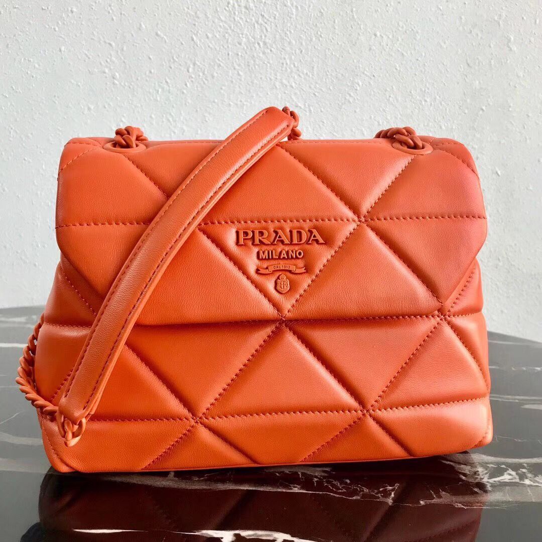 Prada Original Lambskin Leather Shoulder Bag 1BD233 Orange