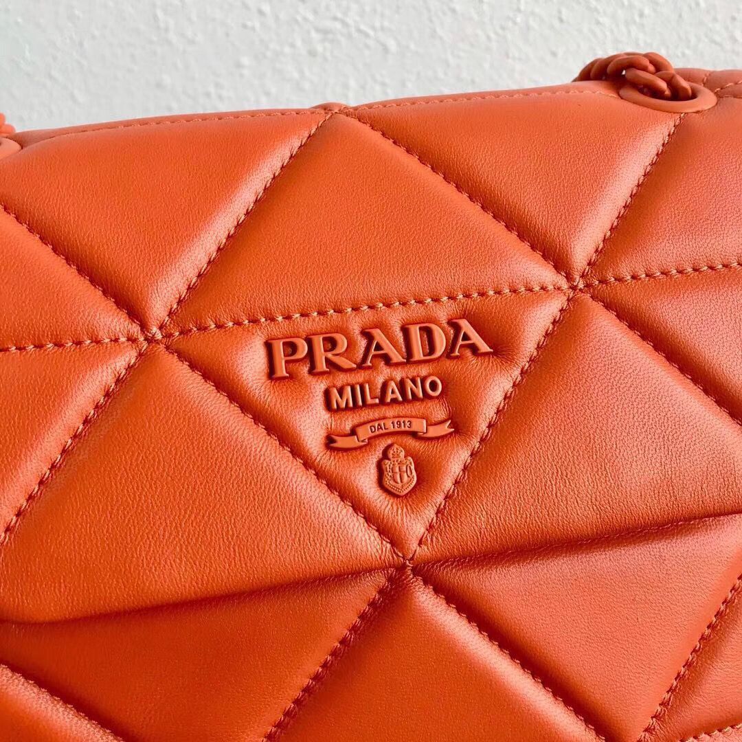 Prada Original Lambskin Leather Shoulder Bag 1BD233 Orange