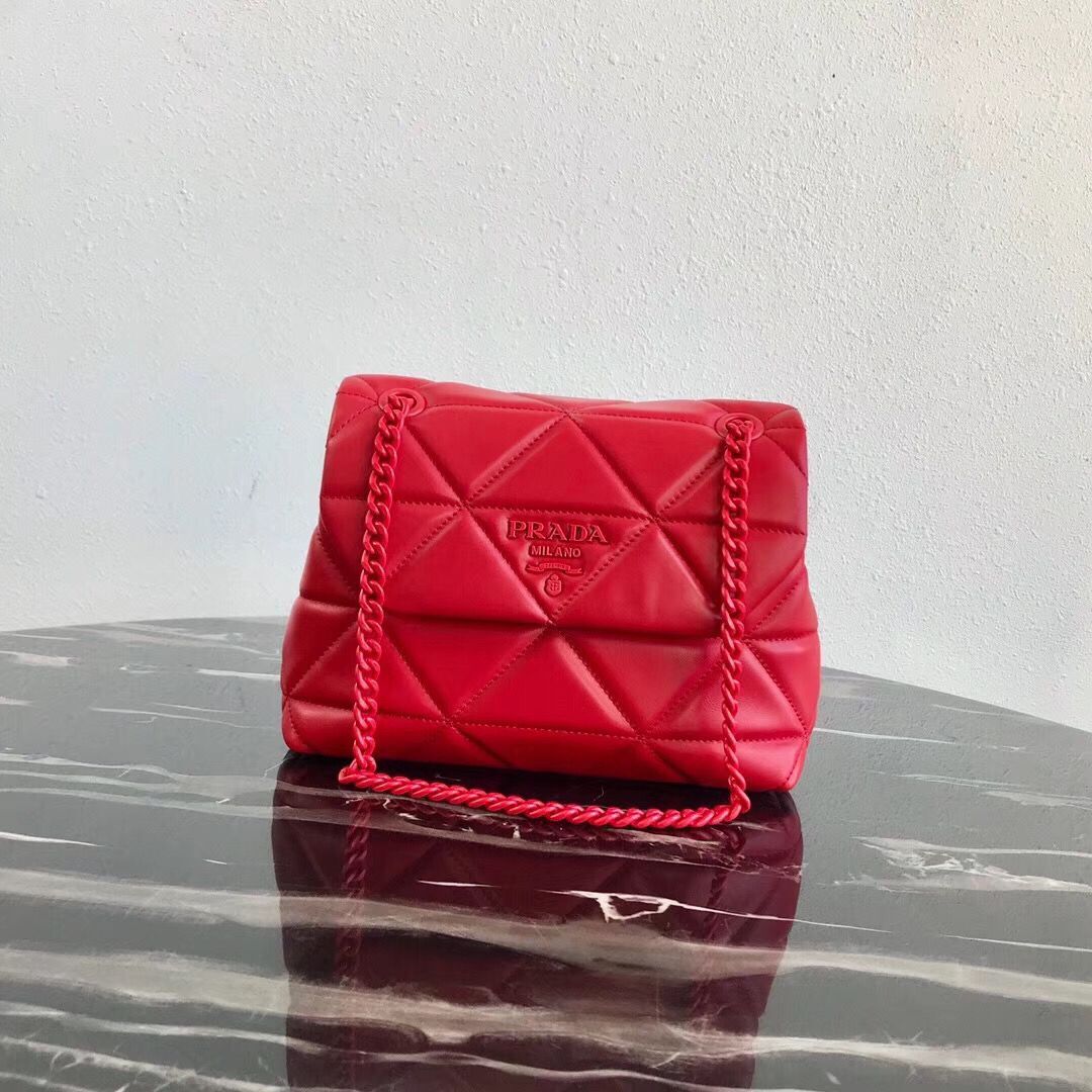 Prada Original Lambskin Leather Shoulder Bag 1BD233 Red