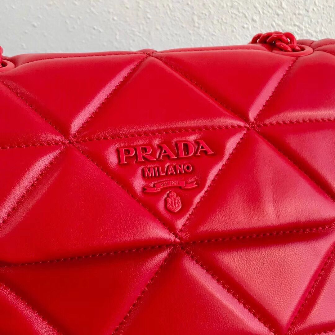 Prada Original Lambskin Leather Shoulder Bag 1BD233 Red