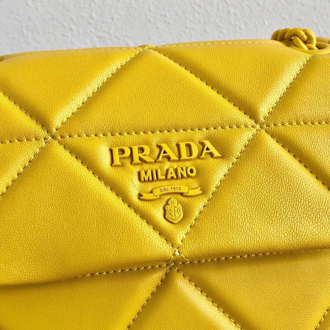 Prada Original Lambskin Leather Shoulder Bag 1BD233 Yellow