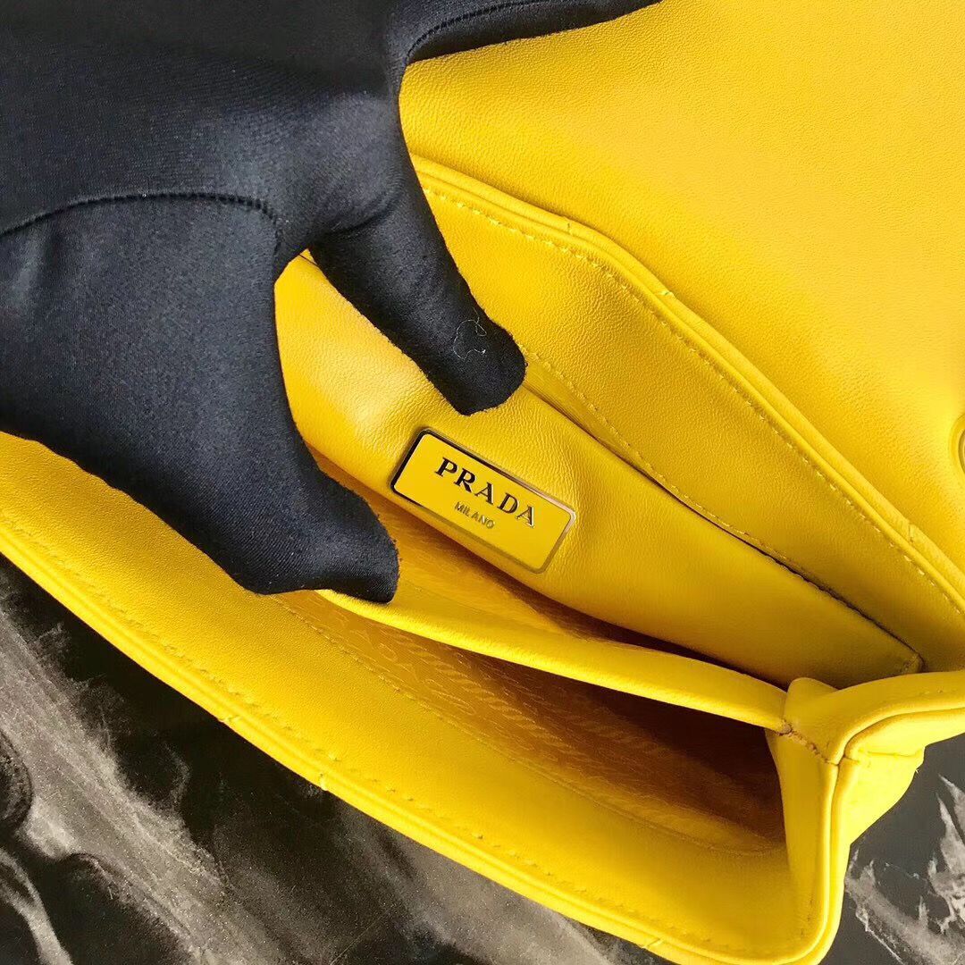 Prada Original Lambskin Leather Shoulder Bag 1BD233 Yellow