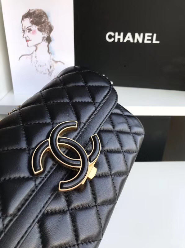 Chanel flap bag Lambskin & Gold-Tone Metal 57275 black