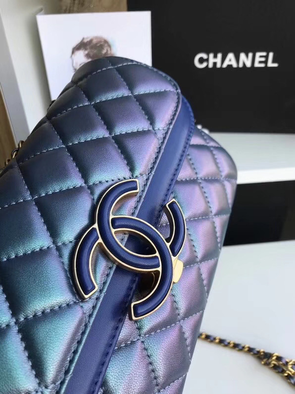 Chanel flap bag Lambskin & Gold-Tone Metal 57275 blue