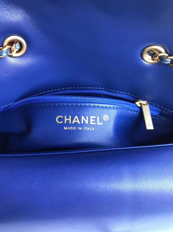 Chanel flap bag Lambskin & Gold-Tone Metal 57275 blue