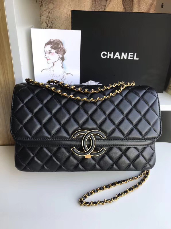 Chanel flap bag Lambskin & Gold-Tone Metal 57276 black