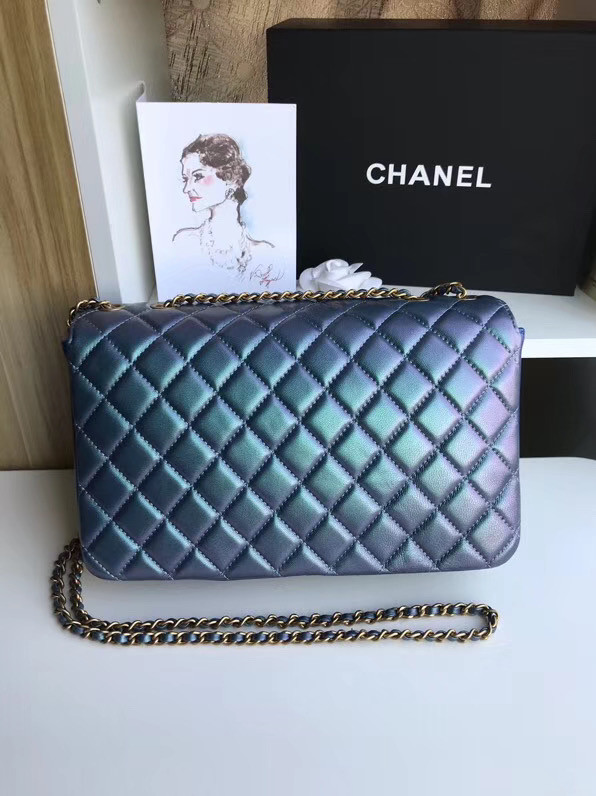 Chanel flap bag Lambskin & Gold-Tone Metal 57276 blue