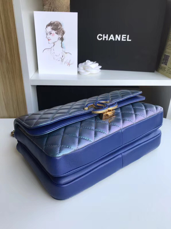 Chanel flap bag Lambskin & Gold-Tone Metal 57276 blue