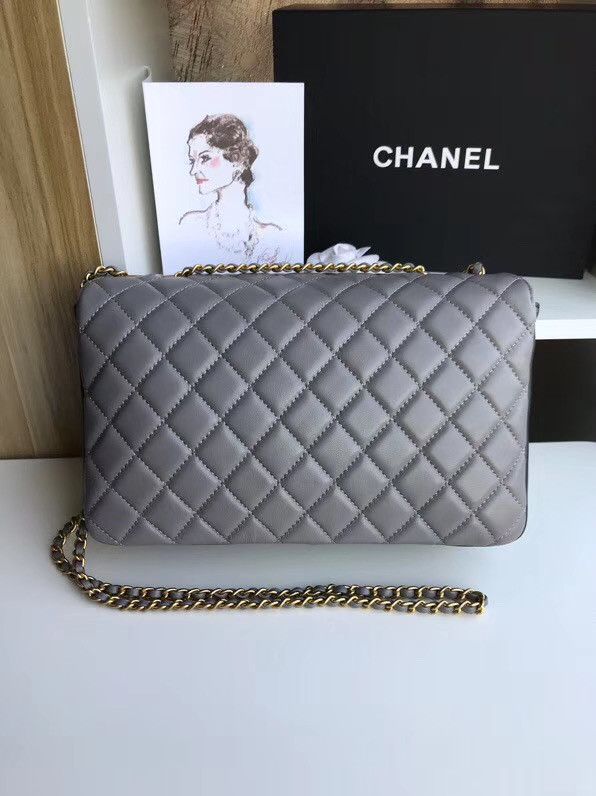 Chanel flap bag Lambskin & Gold-Tone Metal 57276 grey 