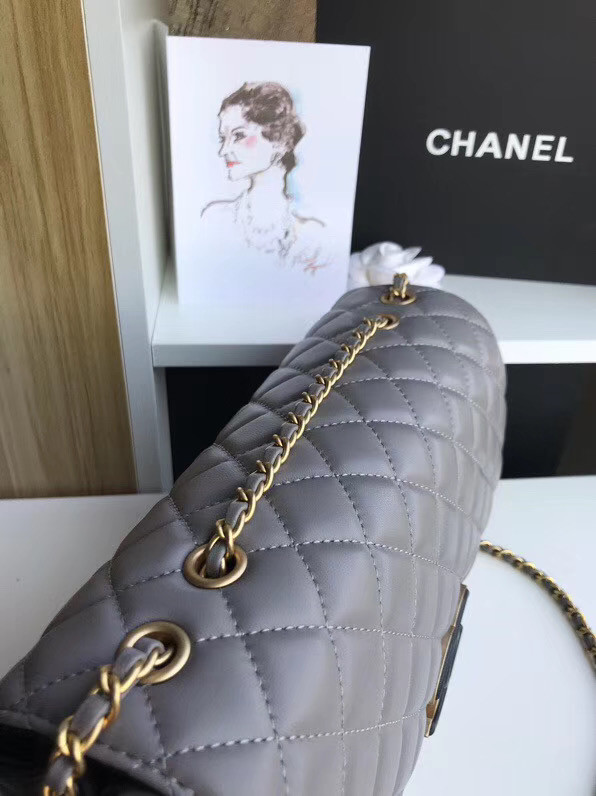 Chanel flap bag Lambskin & Gold-Tone Metal 57276 grey 