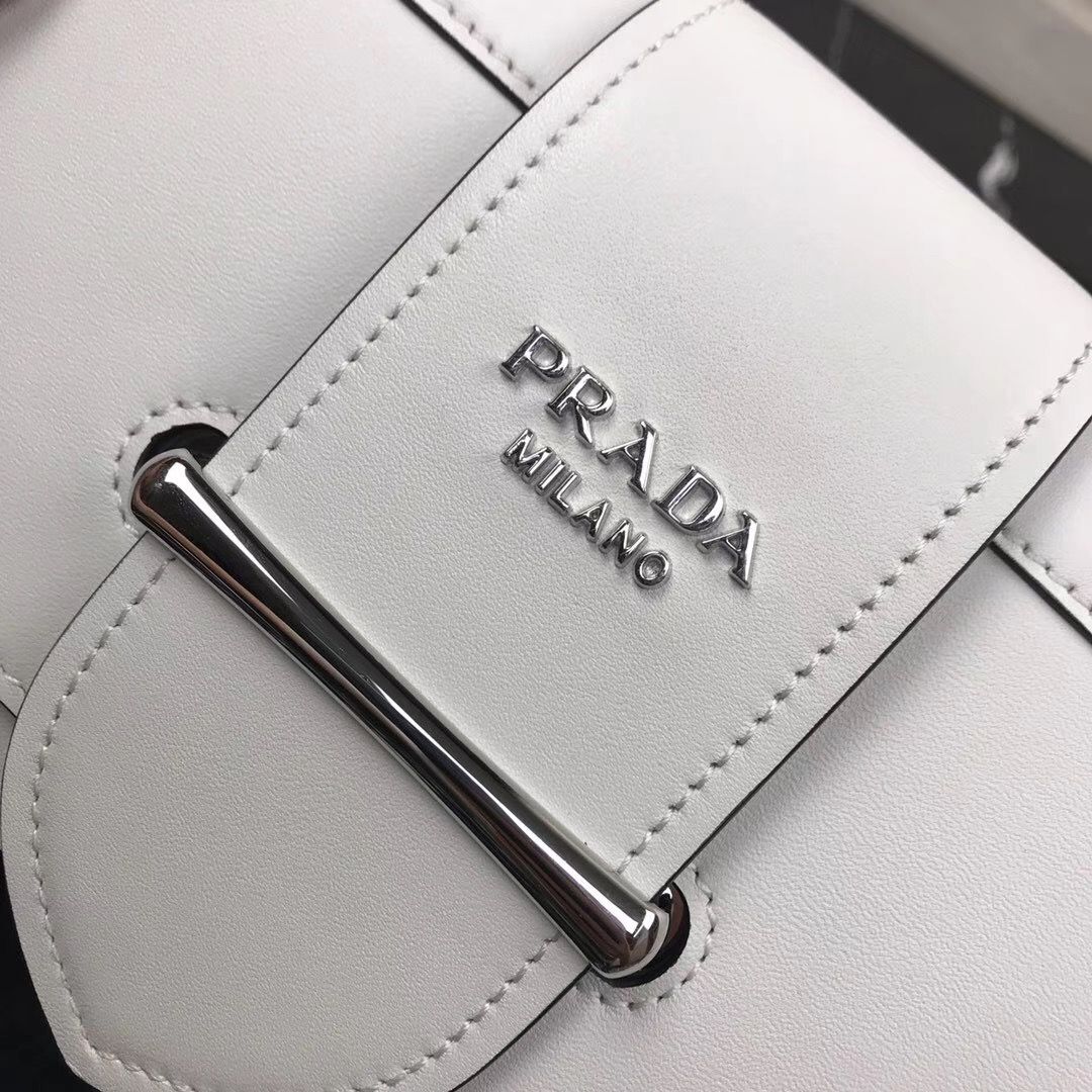 Prada Sidonie leather shoulder bag 1BD168 White