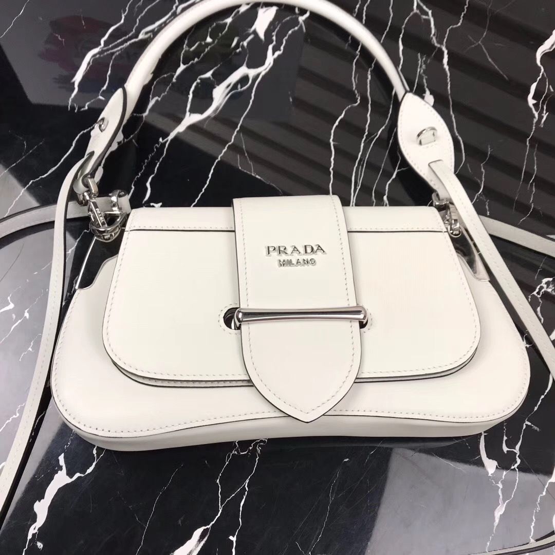 Prada Sidonie leather shoulder bag 1BD168 White