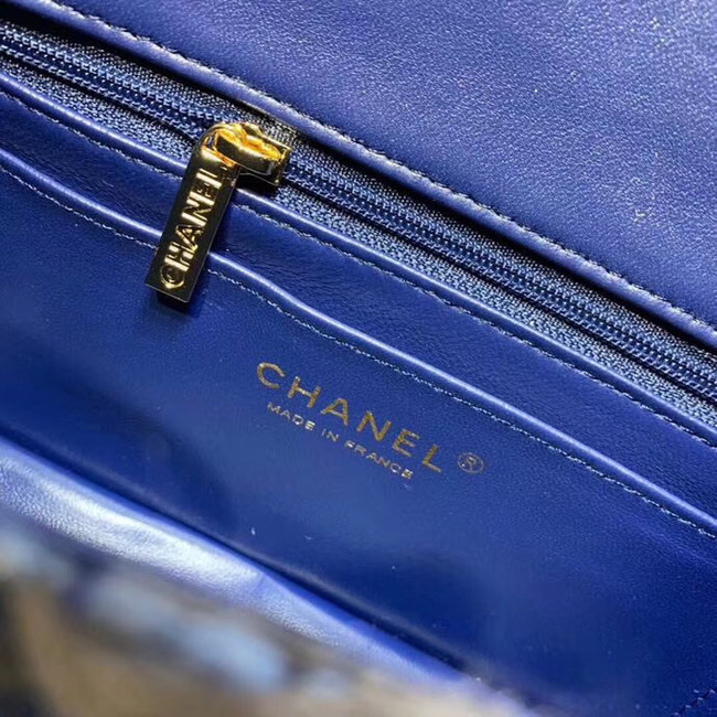 CHANEL Tweed Calfskin -Tone & Gold-Tone Metal AS1116 electric blue