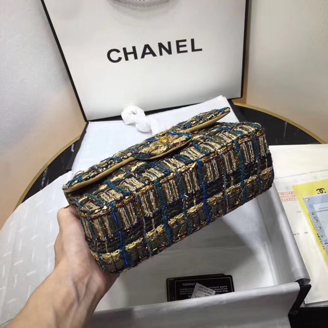 CHANEL Tweed Calfskin -Tone & Gold-Tone Metal AS1116 gold