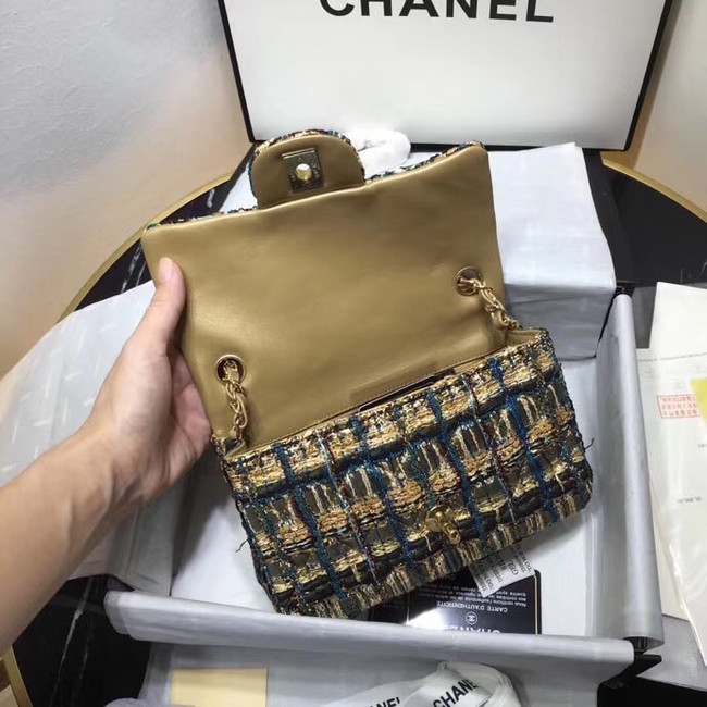 CHANEL Tweed Calfskin -Tone & Gold-Tone Metal AS1116 gold