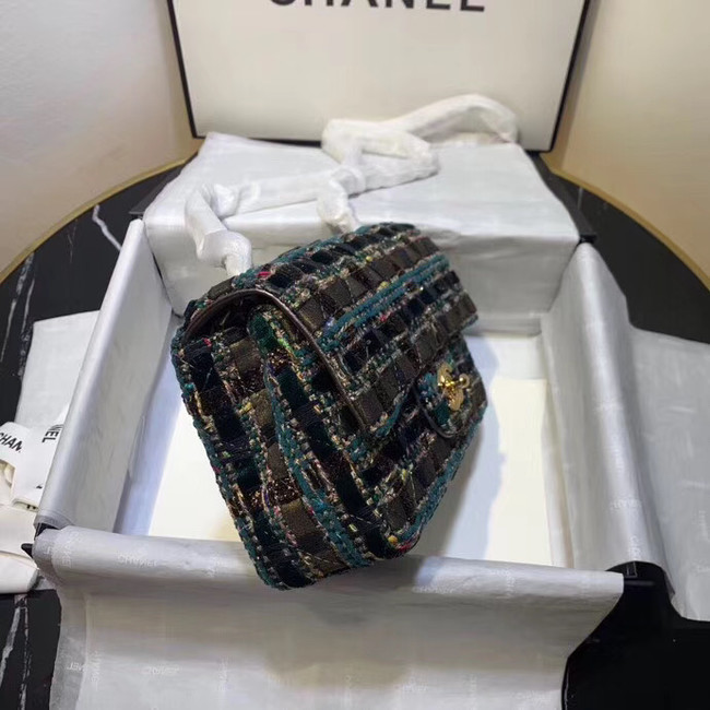 CHANEL Tweed Calfskin -Tone & Gold-Tone Metal AS1116 green