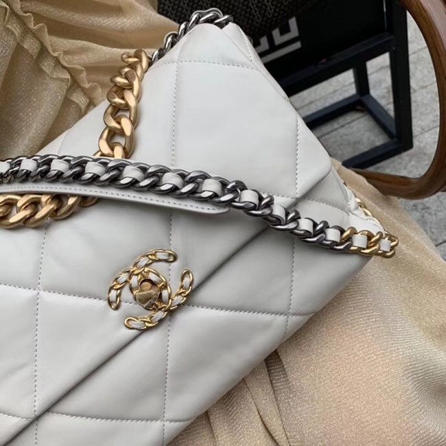 Chanel 19 flap bag AS1161 white