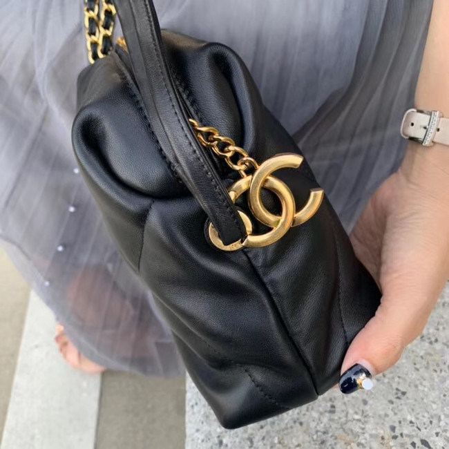 Chanel Original Soft Leather Chain Bag & Gold-Tone Metal AS0781 black