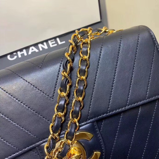 Chanel flap bag leather & Gold-Tone Metal 57276 Royal Blue