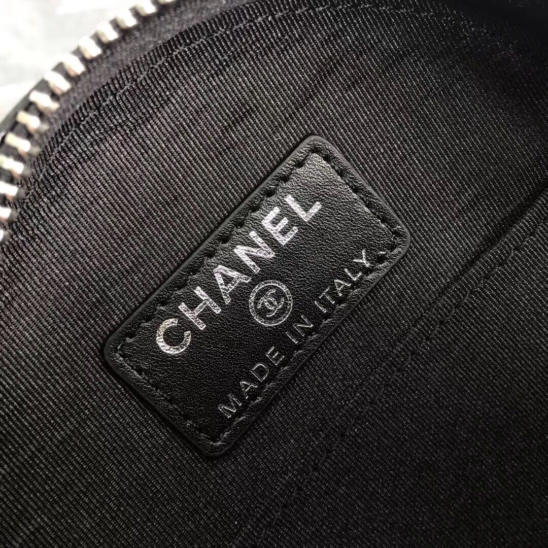 Chanel Lambskin & Silver-Tone Metal small Round Bag 81599 Black