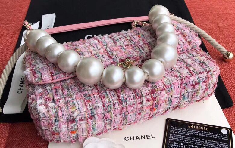 Chanel Original Pearl Shoulder Strap Bag A1112 Pink