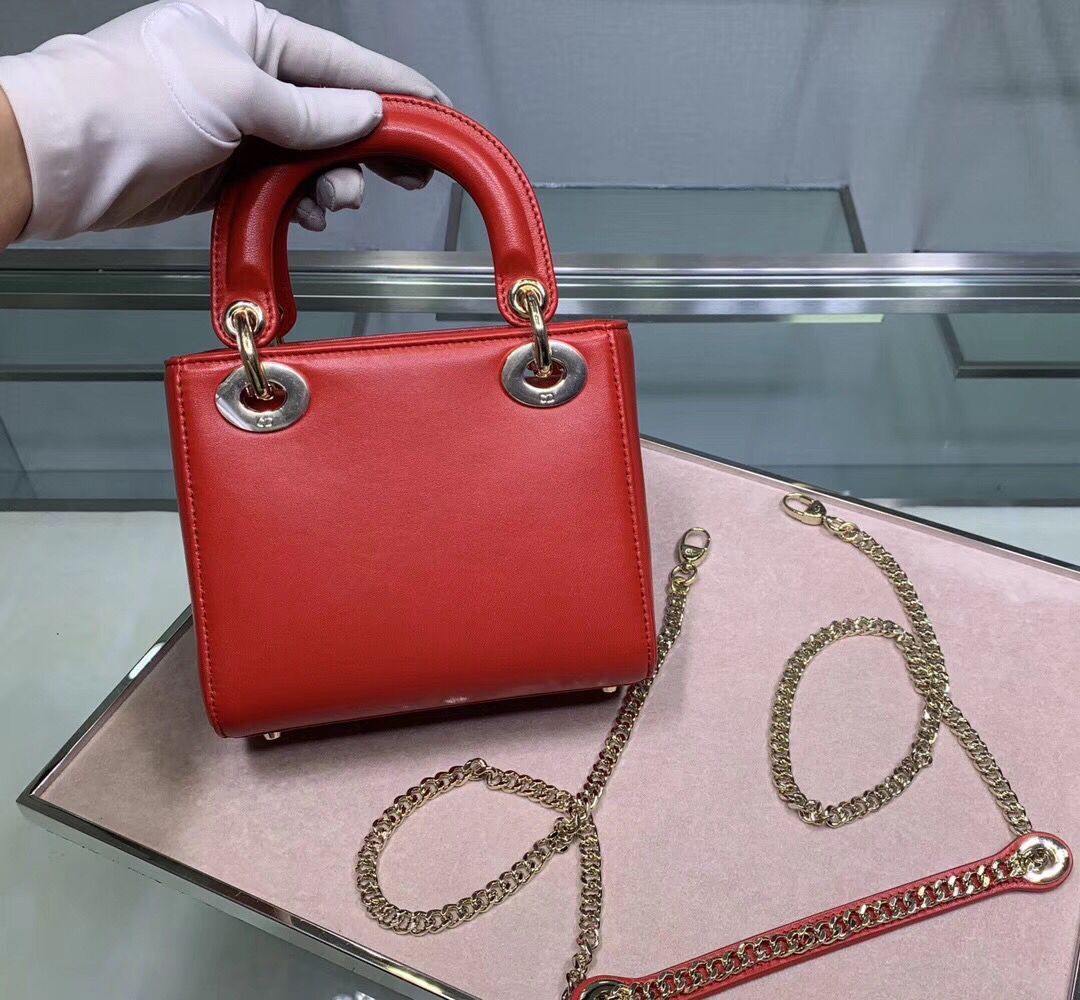 Dior MINI LADY DIOR CALFSKIN BAG M0505 red