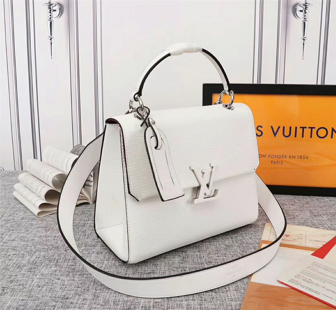 Louis Vuitton Original Epi Leather Grenelle Small Tote Bag M53694 White