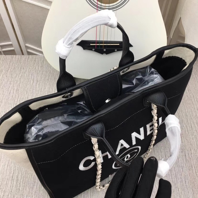 Chanel Canvas Tote Shopping Bag 9098 black