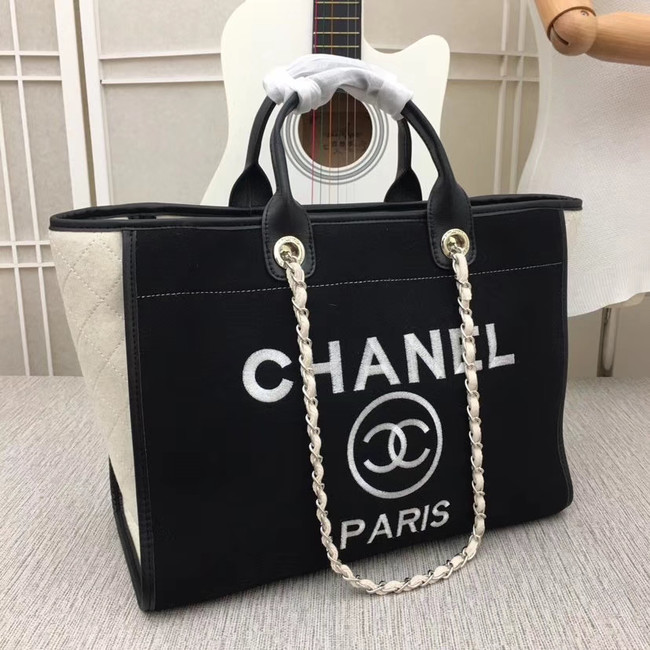 Chanel Canvas Tote Shopping Bag 9098 black