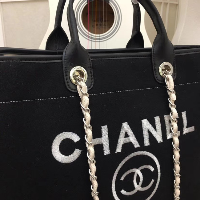 Chanel Canvas Tote Shopping Bag 9098 black