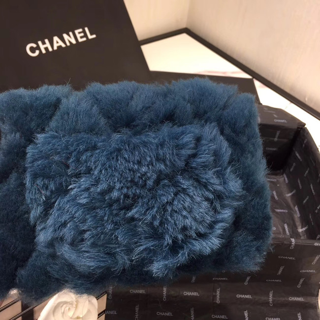 Chanel flap bag Wool sheepskin &Gold-Tone Metal AS1199 blue