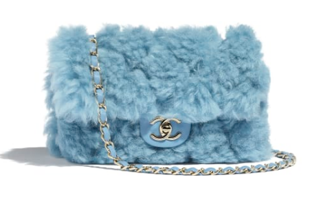 Chanel flap bag Wool sheepskin &Gold-Tone Metal AS1199 light blue