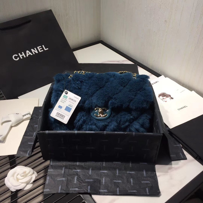 Chanel flap bag Wool sheepskin &Gold-Tone Metal AS1063