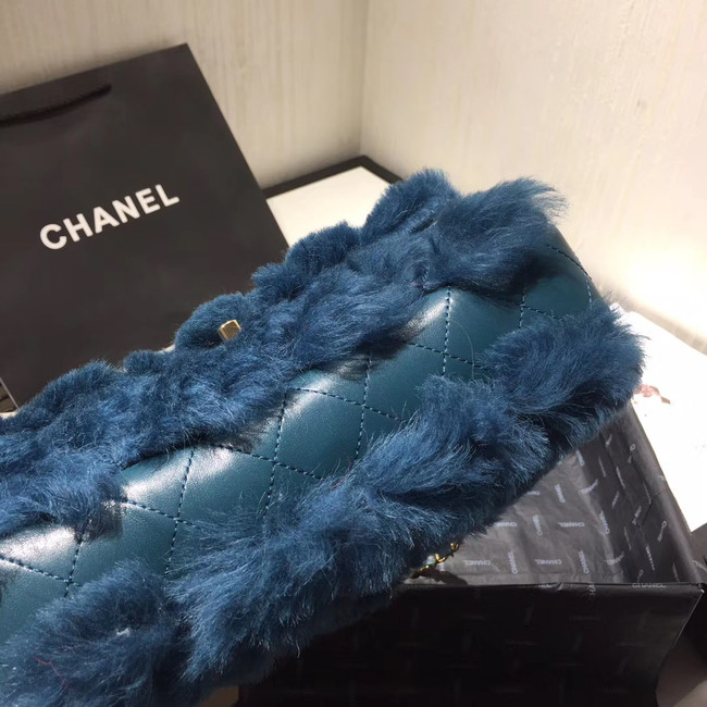 Chanel flap bag Wool sheepskin &Gold-Tone Metal AS1063