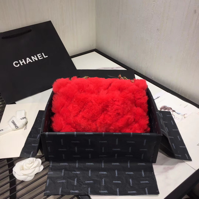 Chanel flap bag Wool sheepskin &Gold-Tone Metal AS1063