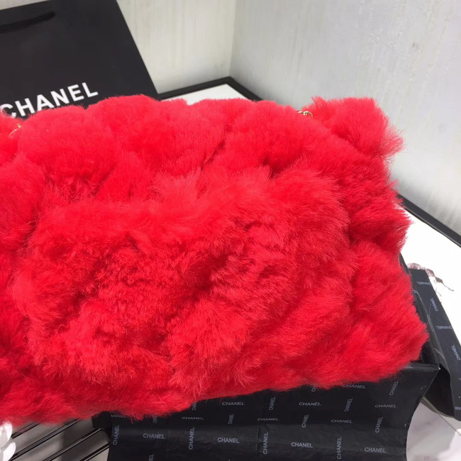 Chanel flap bag Wool sheepskin &Gold-Tone Metal AS1063