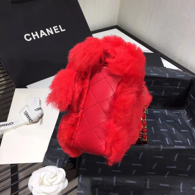 Chanel flap bag Wool sheepskin &Gold-Tone Metal AS1063