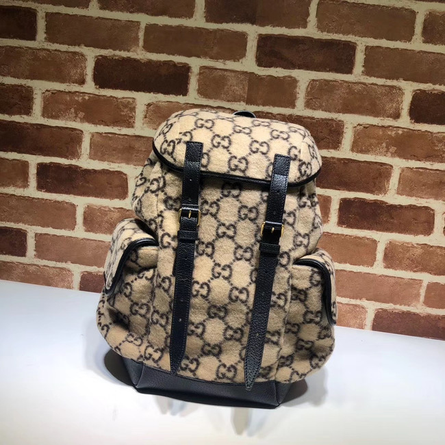 Gucci Small GG wool backpack 598184 Black mesh back