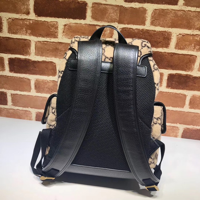 Gucci Small GG wool backpack 598184 Black mesh back