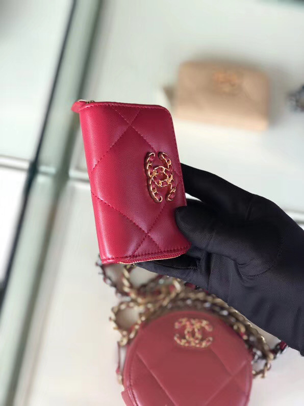 Chanel 19 Zip Card bag AP0949 rose