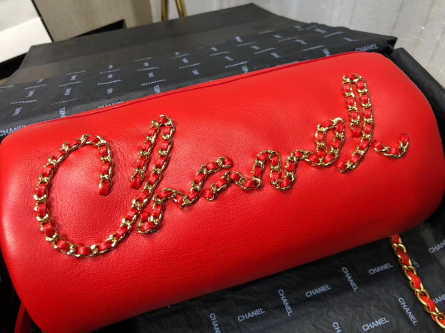 Chanel Original Soft Leather Chain Bag & Gold-Tone Metal AS1531 red