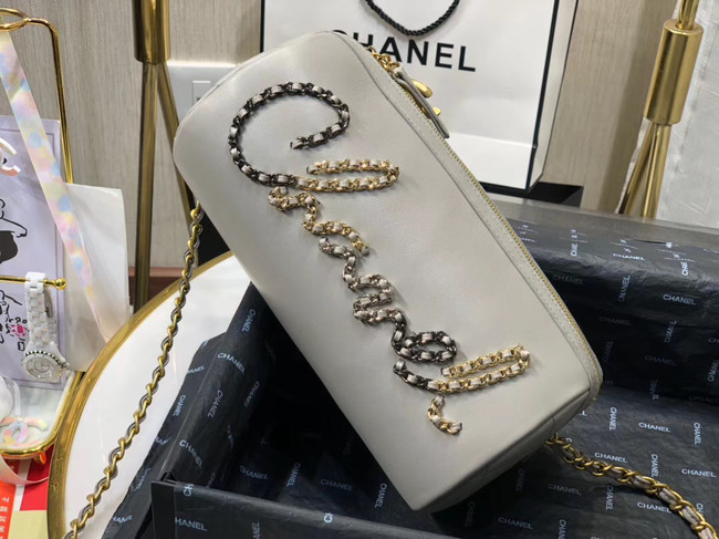 Chanel Original Soft Leather Chain Bag & Gold-Tone Metal AS1531 grey