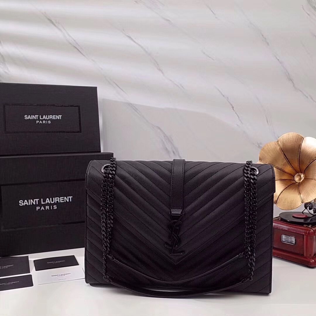 SAINT LAURENT leather shoulder bag 392745 black&Black-toned hardware