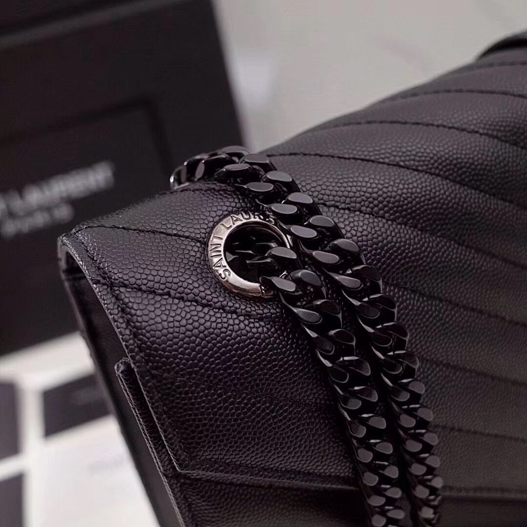 SAINT LAURENT leather shoulder bag 392745 black&Black-toned hardware
