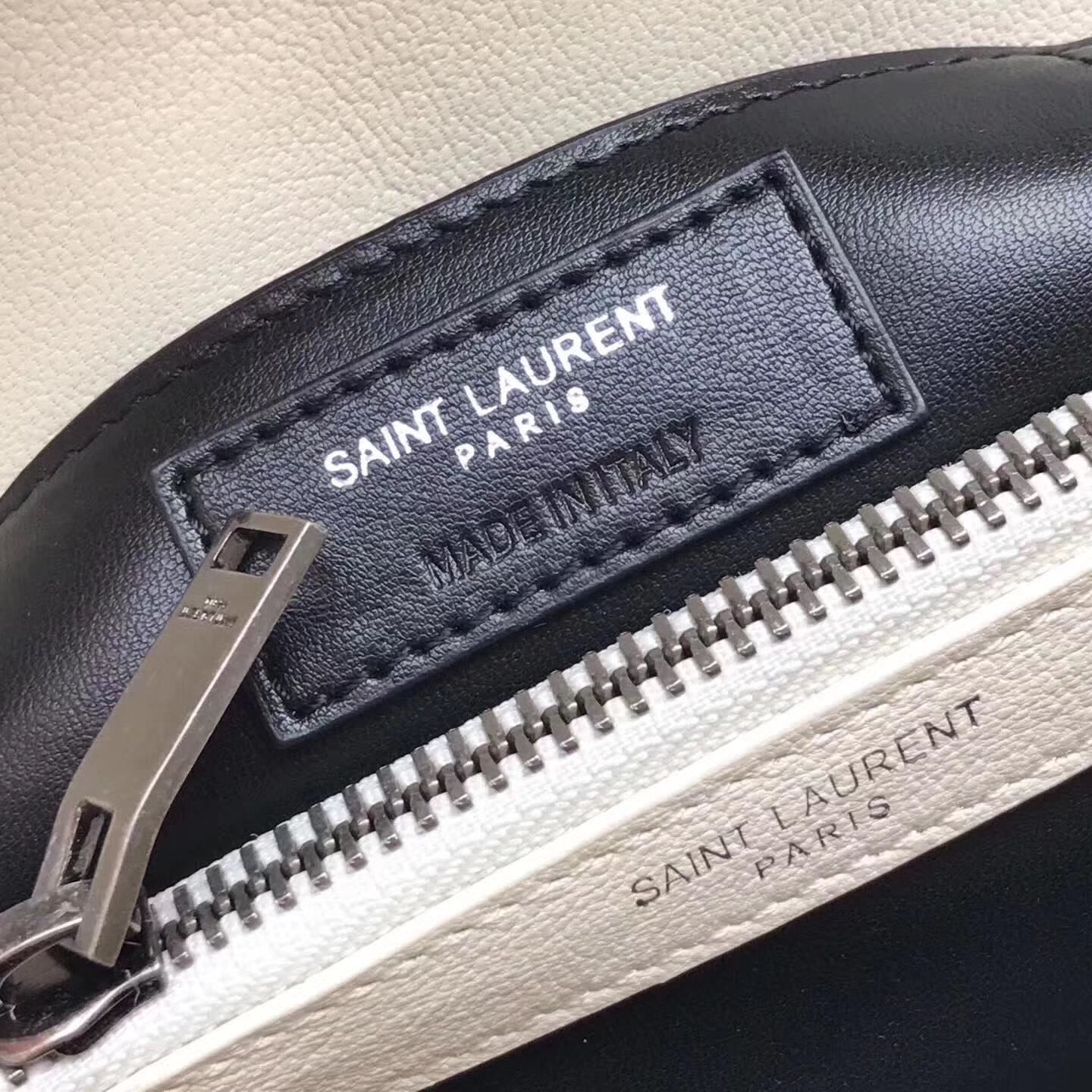 Saint Laurent Small Classic Monogramme Leather Flap Bag Ancient Silver Hardware Y2802 White