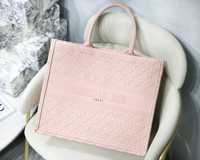 DIOR BOOK TOTE BAG IN EMBROIDERED CANVAS C1286 Pink