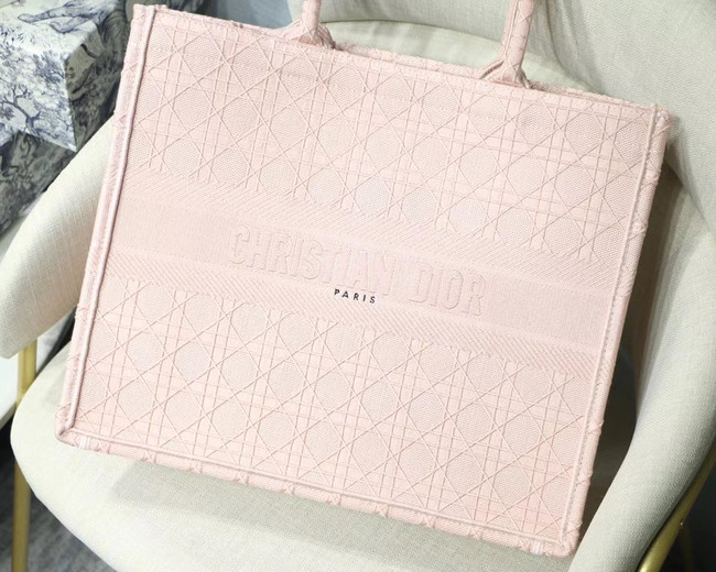 DIOR BOOK TOTE BAG IN EMBROIDERED CANVAS C1286 Pink