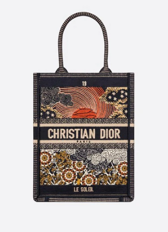 SUN VERTICAL DIOR BOOK TOTE TAROT EMBROIDERED CANVAS BAG M1272Z-1