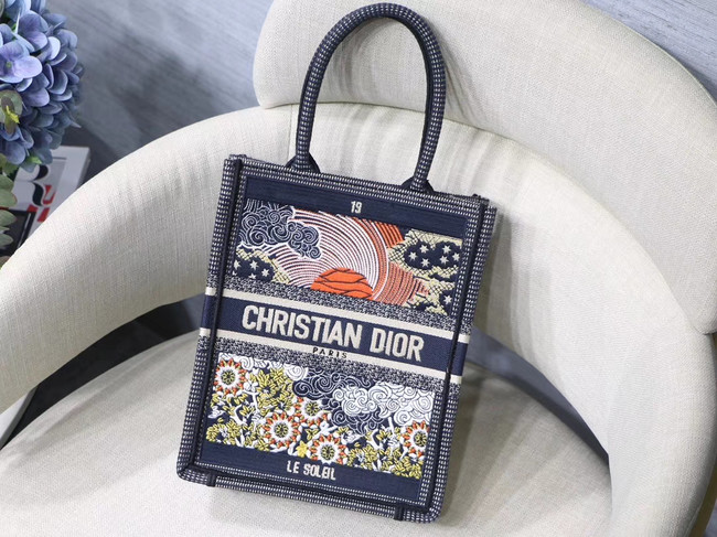 SUN VERTICAL DIOR BOOK TOTE TAROT EMBROIDERED CANVAS BAG M1272Z-1