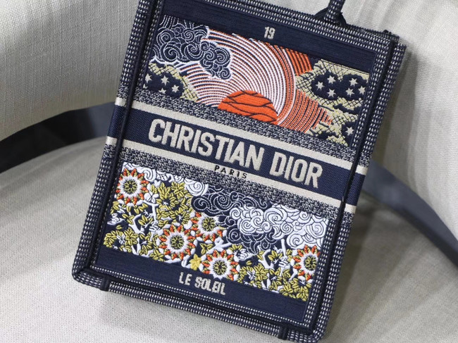 SUN VERTICAL DIOR BOOK TOTE TAROT EMBROIDERED CANVAS BAG M1272Z-1